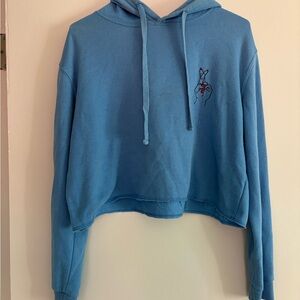 Cotton On Blue Cropped Hoodie with Embroidery